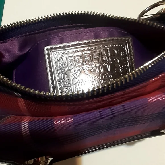 Coach Purple and Red Plaid Crossbody Bag - Picture 7 of 14